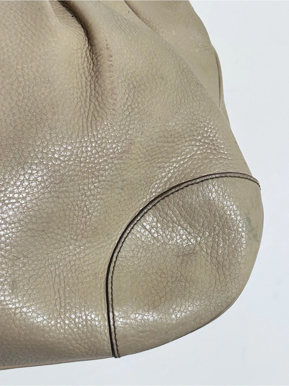 Salvatore Ferragamo Gancini Pebbled Leather Satchel Bag Manila Beige Yellow Ital